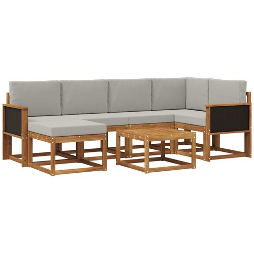 vidaXL Zunanja garnitura za sedenje 7 pcs Naravna in svetlo siva, (5000282065) Cene