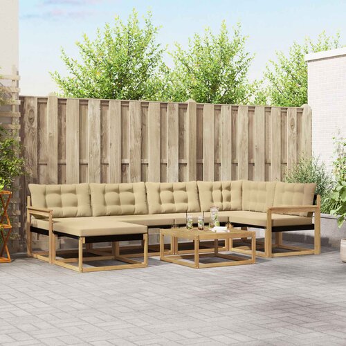 Set vanjskih sofa 7 kom. Bijela i bež Čvrsto drvo akacije Cene