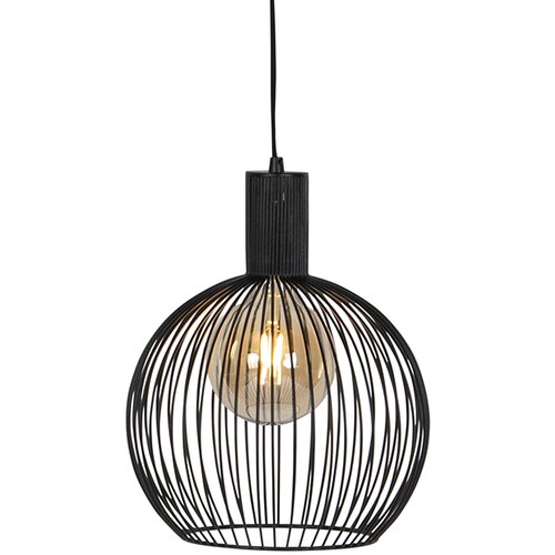 QAZQA Dizajn okrogla viseča svetilka črna 30 cm - Wire Dos Cene