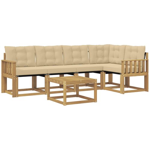 vidaXL Zunanja garnitura za sedenje z blazino 6 pcs Bela in bež, (5000271360) Cene