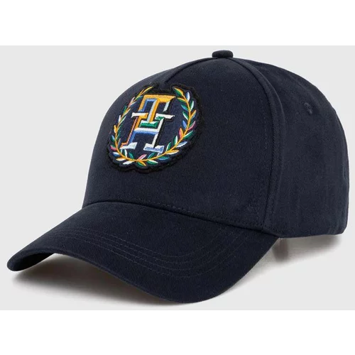 Tommy Hilfiger Bombažna bejzbolska kapa mornarsko modra barva