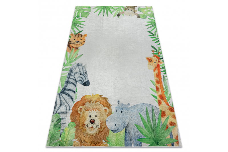 RugsX BAMBINO 54090 pralna preproga Živali, Afrika za otroke protizdrsna - belo / zelena 160x220 cm, (5000177263) Cene