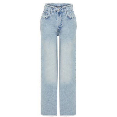 Trendyol Light Blue Stitching Detailed Ripped High Waist Wide Leg Jeans Cijene