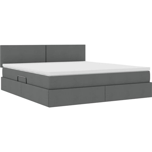  Krevet s prostorom za pohranu s LED-om Tamno siva 160 x 200 cm Slike