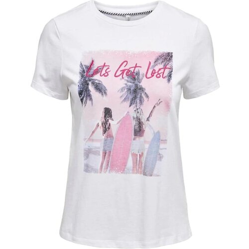 Only Majice s kratkimi rokavi CAMISETA LETS GET LOST MUJER 15206581 Bela Slike