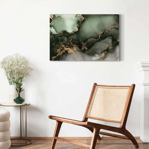  Slika - Green watercolour - abstraction inspired by the structure of marble 30x20 Na talijanskom platnu Slike