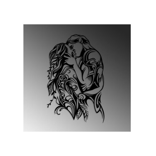Wallxpert Zidna dekoracija Kiss-Black, 78x50cm, Crna Slike