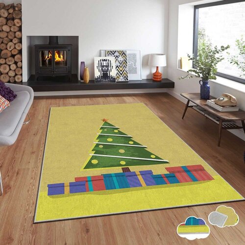 Conceptum Hypnose Tepih sa novogodišnjim motivima Asr-Crpt-10, Pravougaoni, 120 x 180 cm, Žuti Cene