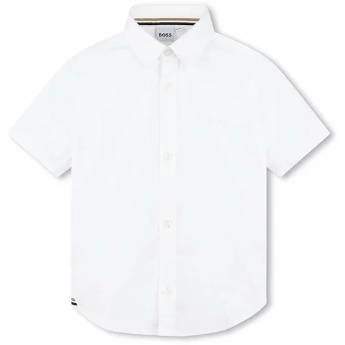 Boss Otroška bombažna srajca bela barva