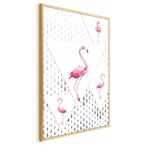  Plakat - Flamingo Family 60x90 Zlatni okvir Cijene