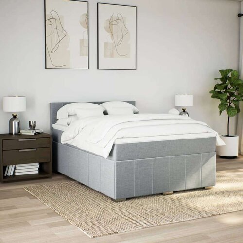 VidaXL krevet box spring s madracem svjetlosivi 140x200 cm od tkanine Slike