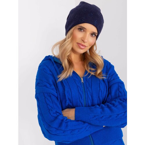 Fashion Hunters Navy Blue Women's Winter Beanie with Rhinestones Slike