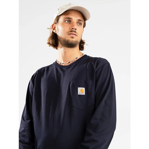 Carhartt WIP Pocket Majica z dolgimi rokavi dark navy Cene