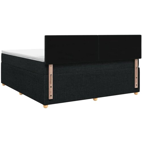  Boxspring krevet s madracem Crna 160 x 200 cm Tkanina - Crna 160 x 200 cm Pro&amp;scaron;iveno gumbima Slike