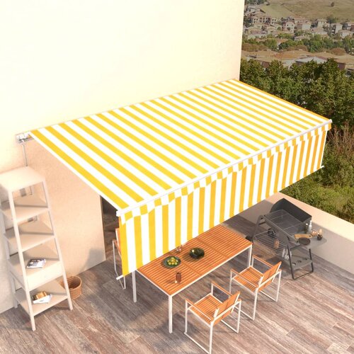 VidaXL Ročno zložljiva tenda s senčilom 6x3 m rumena in bela Slike