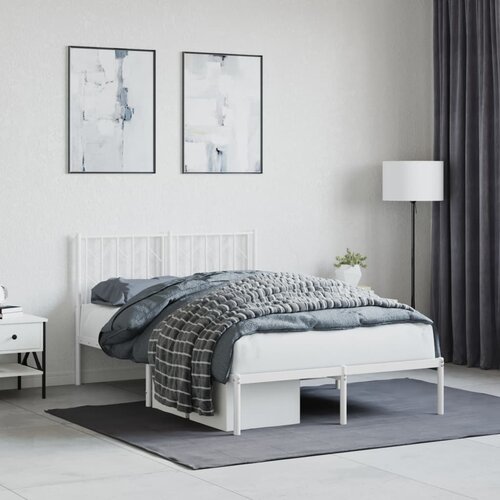  The Living Store Kovinski posteljni okvir z vzglavjem bel 120x190 cm - Posteljni Okvir, (21501339) Slike