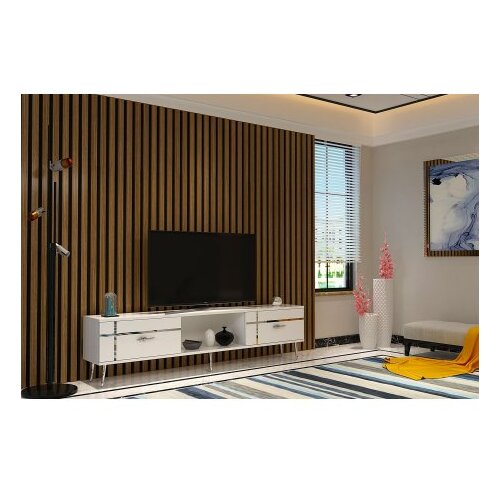 Hanah home TV polica Line White Silver Cene