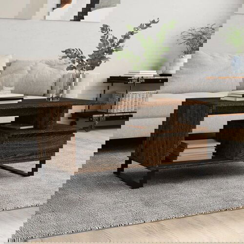 VidaXL Klubska mizica rjavi hrast 90x49x45 cm inženirski les Slike