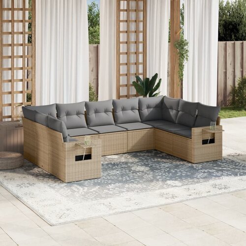 vidaXL 9-dijelni set vrtnih sofa s jastucima bež od poliratana Cijene