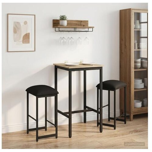 VidaXL Barska stolica 2 kom. Crna 40 x 32 x 64 cm Konstruirano drvo - Crna 2 40 x 32 x 64 cm Slike