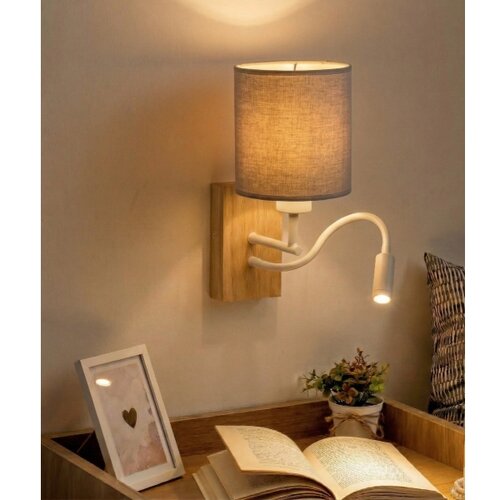  Brilagi - LED zidna lampa NUBILA WOOD 1xE27/25W/230V + LED/3W hrast/bela/sv. siva Slike