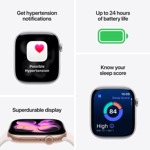 Apple Watch Series 11 GPS 46mm M/L sive MEV44ZR/A Aluminijasto ohi&amp;scaron;je barve, &amp;scaron;portni pa&amp;scaron;cek crne barve Slike