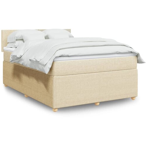 vidaXL Krevet s oprugama i madracem krem 140x200 cm od tkanine Cijene