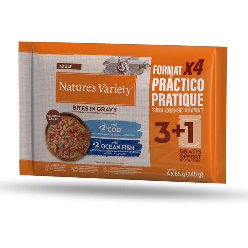Nature&amp;rsquo;s Variety Bites u umaku 44 x 85 g - Bakalar i morska riba Slike