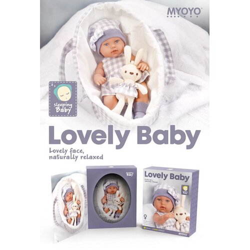 BEBA lutka za igru sa dodacima - Lovely Baby - ljubičasto/siva Slike