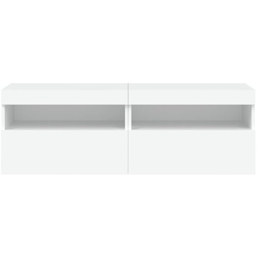  Zidni TV ormarići s LED svjetlima 2 kom bijeli 60x30x40 cm Slike
