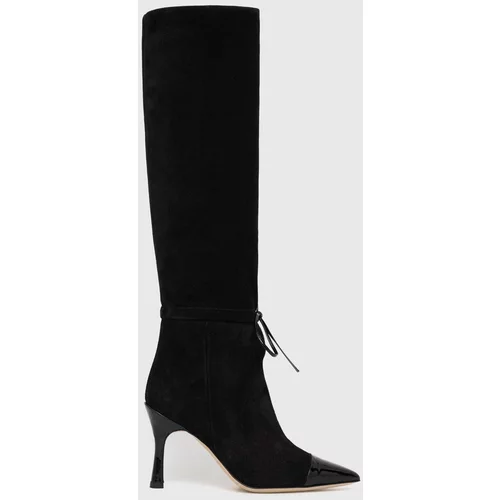 Custommade Elegantni škornji iz semiša Alaja ženski, črna barva, 999621072