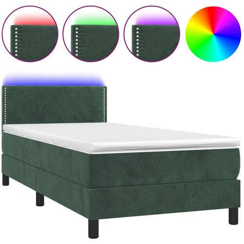Maison Chic Box spring postelja - Vzmetna postelja z vzmetnico LED tem. zelena 80x200 cm žamet SL21703, (21900865) Slike