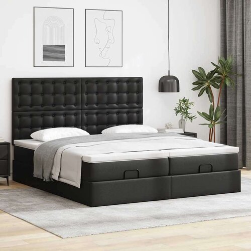 VidaXL Otomanski okvir kreveta s madracima crni 160x200cm umjetna koža Slike