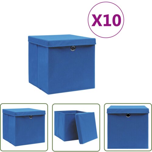 The Living Store škatle s pokrovi 10 kosov 28x28x28 cm modre - škatla, (21744952) Cene