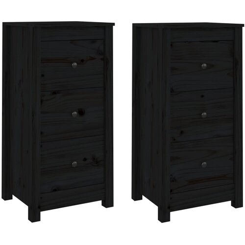 Maison Chic Komoda - Predalnik 2 kosa črna 40x35x80 cm trdna borovina, (21722323) Cene