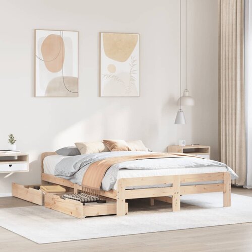 vidaXL Posteljni okvir brez vzmetnice 140x200 cm trdna borovina Cene