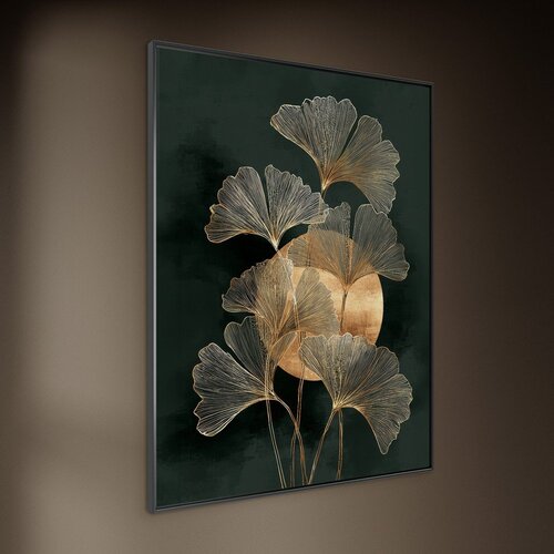 Styler Tiskana slika z okvirjem 60x80 cm Gold Ginkgo &amp;ndash; Slike