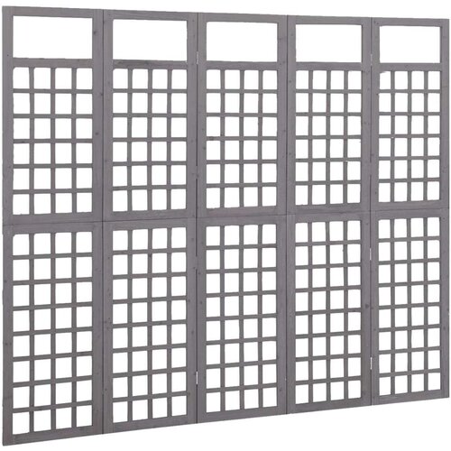 VidaXL Pregrada/re&amp;scaron;etka s 5 panela od jelovine siva 201,5 x 180 cm Slike