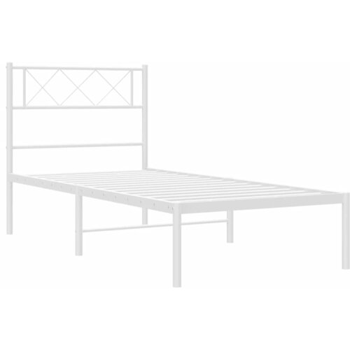  Metalni okvir za krevet s uzglavljem bijeli 100x190 cm Slike