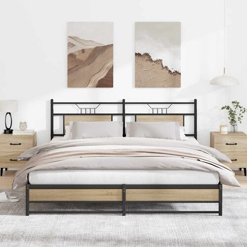 vidaXL Kovinski posteljni okvir brez vzmetnice sonoma hrast 180x200 cm Cene