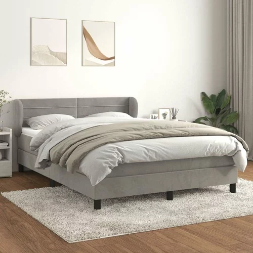  Box spring postelja z vzmetnico svetlo siva 140x200 cm žamet, (20726137)