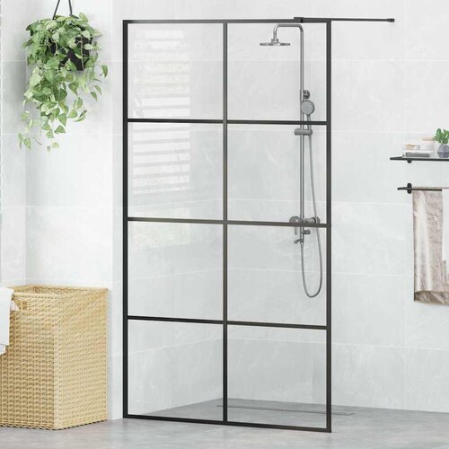 VidaXL Pregrada za tu&amp;scaron; s prozornim ESG steklom 115x195 cm črna Slike