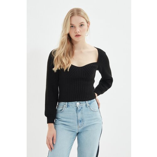 Trendyol black collar detailed knitwear sweater Slike
