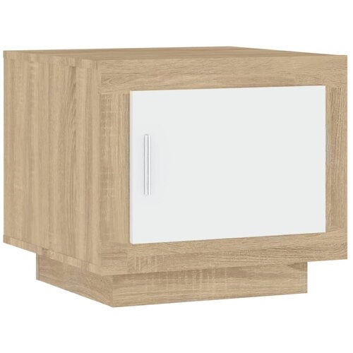 Maison Chic Klubska mizica - kavna mizica - Nizka mizica bela in sonoma hrast 51x50x45 cm konstruiran les, (21754842) Slike