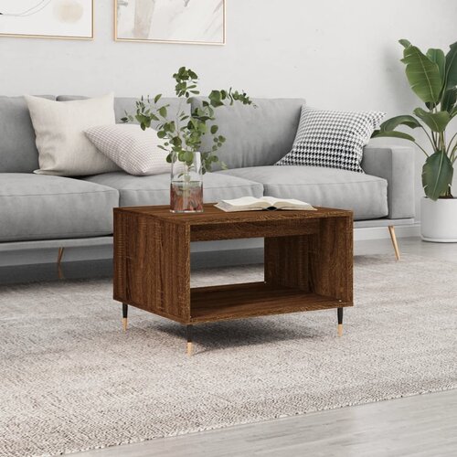 VidaXL Klubska mizica rjavi hrast 60x50x40 cm inženirski les Slike