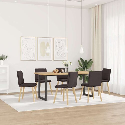  Jedilni stoli 6 kosov temno rjavo blago, (21832362) Slike
