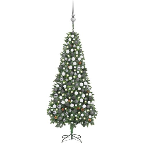vidaXL umjetno božićno drvce LED s kuglicama i šiškama 210 cm Cene