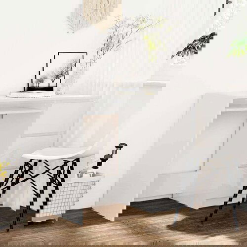  Radni stol visoki sjaj bijeli 90 x 45 x 76 cm od iverice Slike