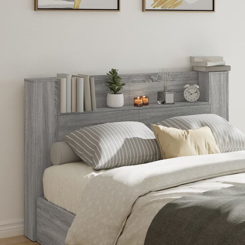vidaXL Omarica za vzglavje postelje LED siva sonoma 160x16,5x103,5 cm Cene