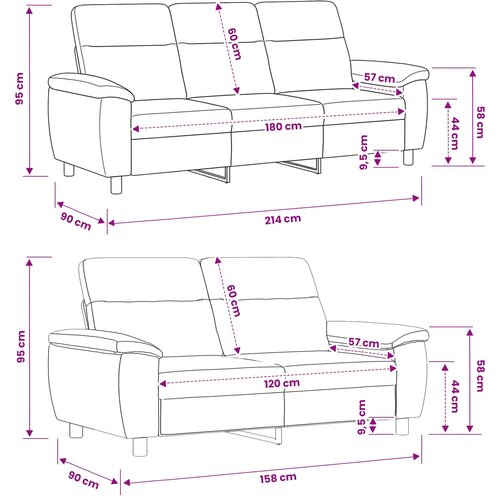  Set sofe 2 pcs Vinska crvena Tkanina Slike
